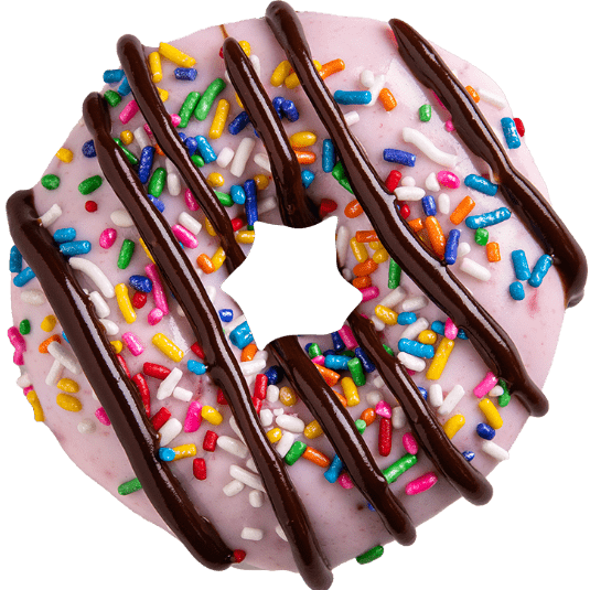 Donut with sprinkles and chocolate drizzle